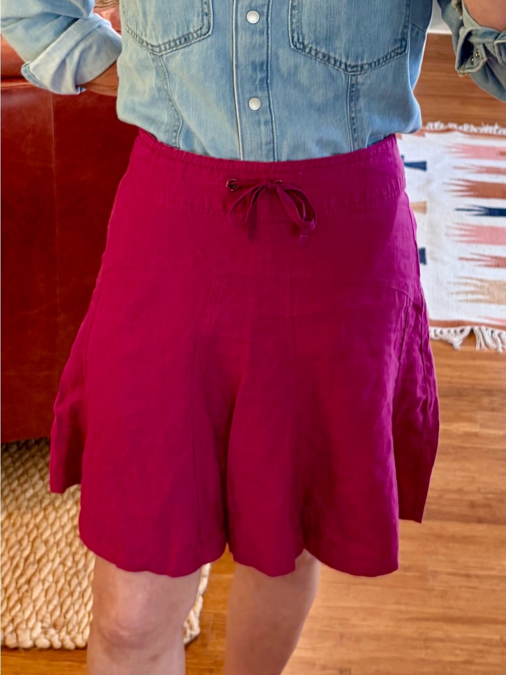 Athleta Fuchsia Drawstring Linen Skirt - Picture 3 of 6